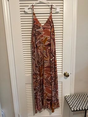 Tribal Femme Printed Maxi Dress in Rust, Pink and Cream